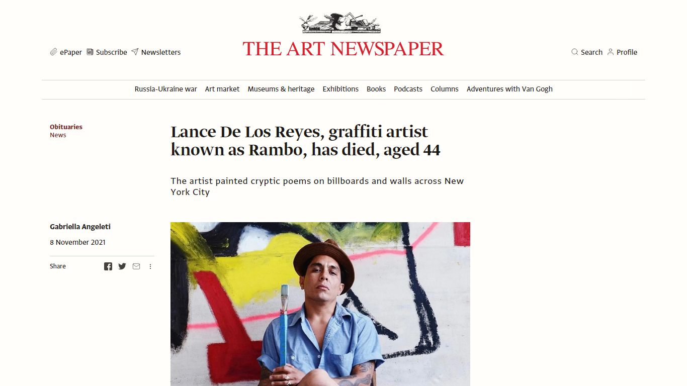 Lance De Los Reyes, graffiti artist known as Rambo, has died, aged 44